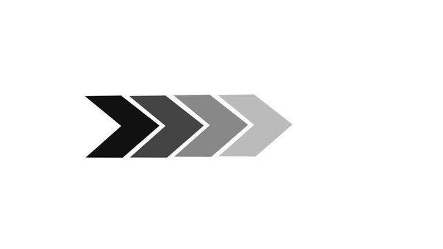 Blinking arrow navigation, black arrow on white background, seamless loop animation.Right-directional black arrow loop animation. Swipe right for animation. Blinking arrow navigation.