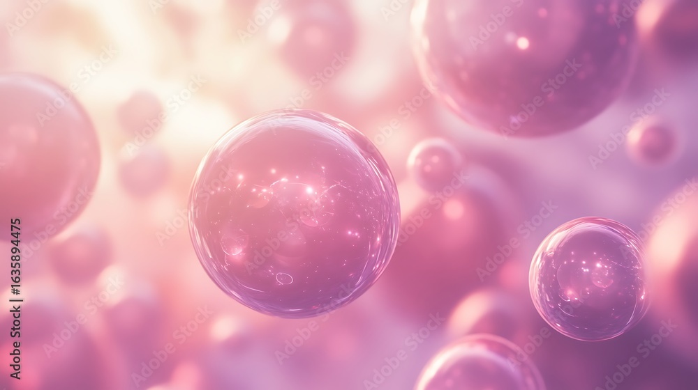 Poster hazy bokeh effect with large, diffused orbs of light in a muted pink and lavender gradient