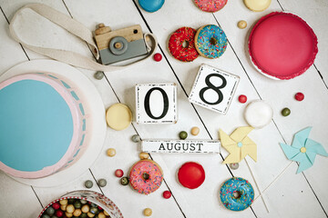 Birthday background with date from August