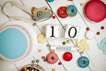 Birthday background with date from August