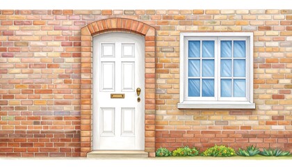 Exterior of a house with a front door and window