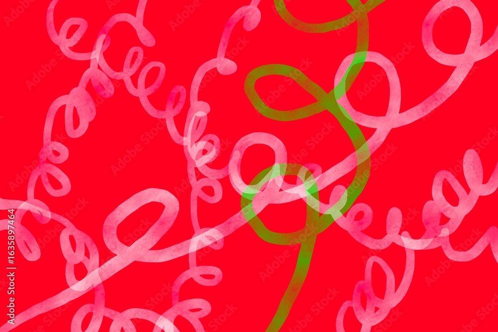 Poster bright abstract design with swirling lines on a vivid red background showcasing artistic creativity 