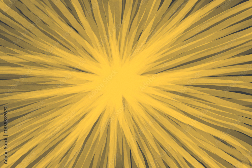Poster bright yellow abstract burst pattern with radial lines showcasing dynamic energy and movement in a c