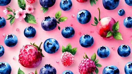 Watercolor berries and leaves on a pink background — a visual metaphor for flavor, nature, and lightness