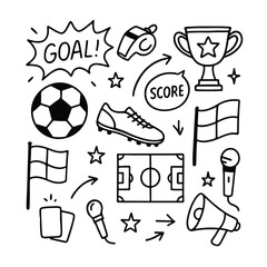 Hand drawn soccer doodles