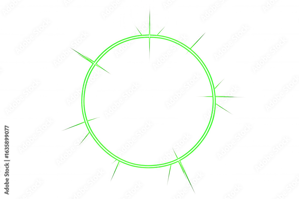 Poster green luminescent circle floating over checkered backdrop, ideal for design layouts and visual brand