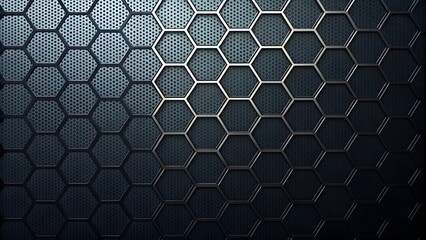Abstract dark metallic honeycomb geometric pattern with a futuristic and modern design