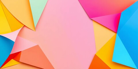 Abstract geometric shapes, vibrant color gradients, folded paper effect, pattern, shapes