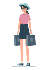 The shopping. Colored vector flat illustration. White background.