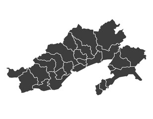 Arunachal Pradesh state of India map illustration with all districts