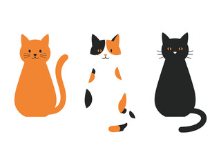 Cute Trio of Cats: A vibrant illustration showcasing a trio of adorable cat with distinct fur patterns, each posing in a friendly posture, evoking joy and playfulness.