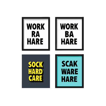 Framed motivational messages with typography isolated on white background