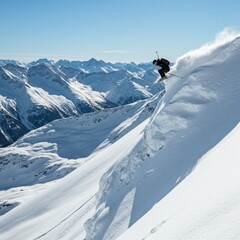 Skier in Action on Slope