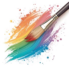 Obraz premium Vibrant Paint Strokes and Brush, Perfect for Artistic Projects