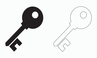 Simple Black and White Key Icons for Design
