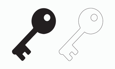 Simple Black and White Key Icons for Design
