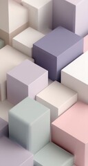 Abstract geometric pattern of pastel-toned cubes