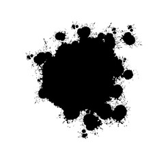 Obraz premium Vector art of black ink splash and splatter isolated on transparent background