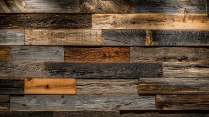 Rustic Wooden Wall Panels With Mixed Wood Tones