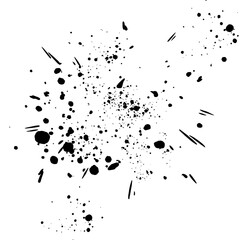 Vector art of black ink splatter isolated on transparent background