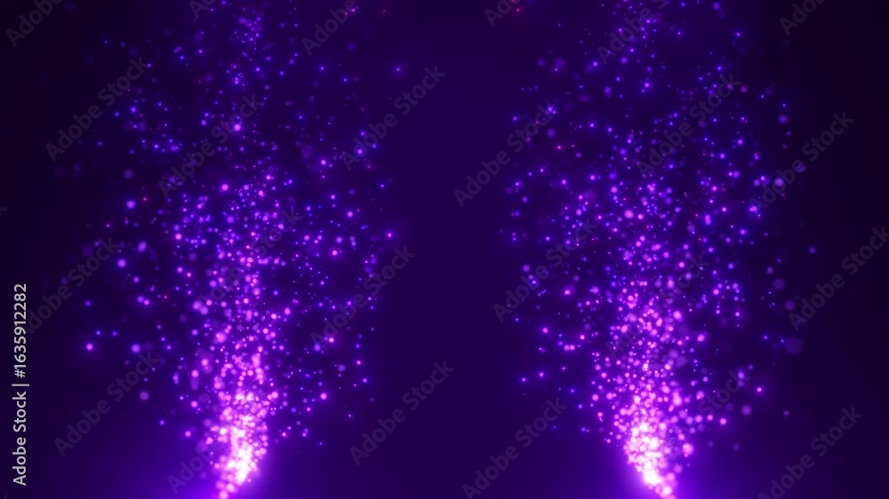 Poster magical animation of glowing particles. particle trails. abstract neon flame with shimmering dust gl