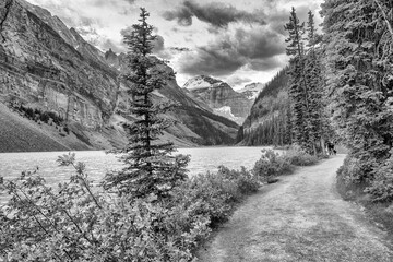 Mountain Majesty - Summer Vistas of Lake Louise's Vibrant Waters