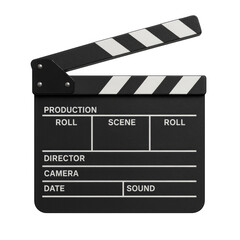 Fototapeta premium Movie clapperboard with transparent background for easy editing