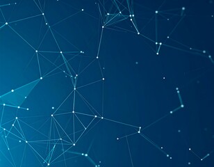 Abstract network of lines and points on dark blue background