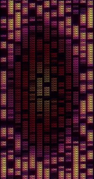 Grid of word LOVE flashing in screen. Loop. 4K Vertical