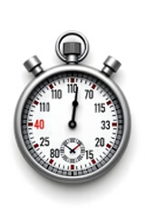 Realistic Metallic Stopwatch Isolated on White Background – 3D Rendering