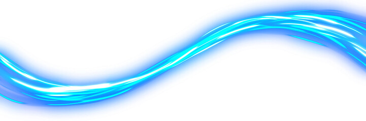 Electric Blue Neon Wave Effect on transparent background