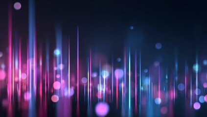 Abstract digital art with vertical neon lines and glowing particles