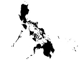 Black silhouette map of the Philippines