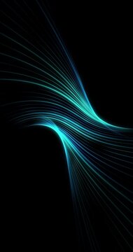 Blue fractal lines flashing. Loop. 4K Vertical
