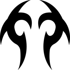 Tribal tattoo icon in black flat style. ethnic body art symbol vector, decorative pattern silhouette, abstract design shape and ornamental ink illustration isolated on transparent background.