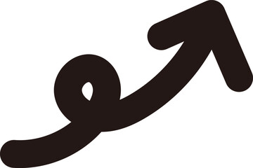 手描き風のシンプルな矢印のアイコン　黒
Simple hand-drawn arrow icon, black
