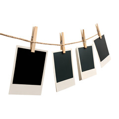 blank photo frames on rope	
