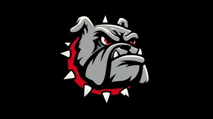 Obraz premium Bulldog Head Profile, Facing Forward, Displaying Angry Expression, Against Black Background