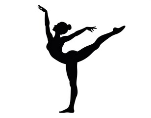 Black silhouette of a female gymnast in a graceful pose