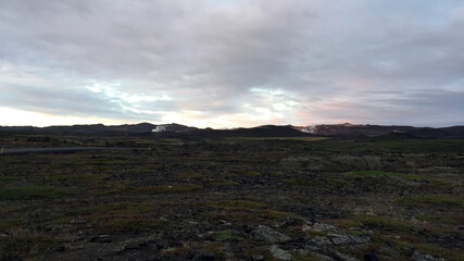 Twilight Over Icelandic Lava Fields – Krafla Region