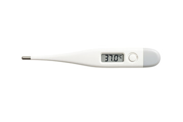 Digital thermometer showing 37.0 degrees Celsius isolated PNG with Transparent Background