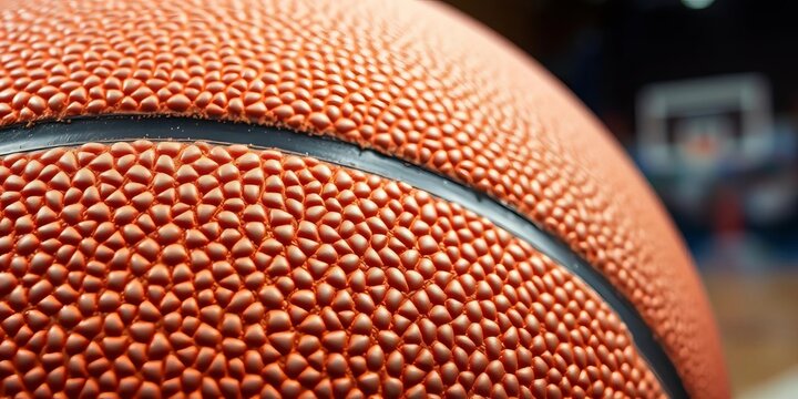 Close-up textured basketball surface, blurred background,  design,   texture background - Powered by Adobe