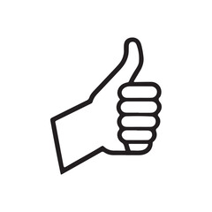 Simple black outline of a thumbs-up hand gesture on white background, perfect for approval, like, or positive concept designs. Vector-style illustration.