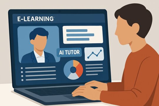 E-Learning With AI Tutor Illustration