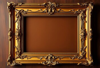 Elegant gold leaf wooden frame, ornate details, rich texture,   luxurious,   decorative