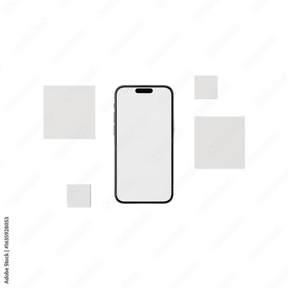 Poster sleek smartphone mockup with floating elements showcasing app interface design and modern