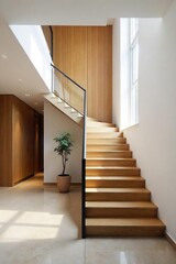 Elegant Floating Staircase in Modern Home Clean Lines, Minimalist Design, Perfect for Architecture & Interior Design Inspiration