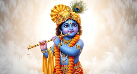 Baby Krishna Playing the Flute: A Divine and Melodious Depiction