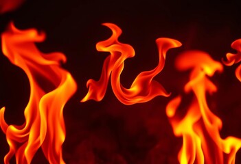 Intricate, elegant fire flames dancing in the dark, showcasing vibrant hues,  abstract,  nature