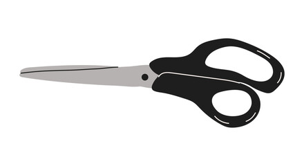 Simple black grey Scissors Icon isolated on white background. Flat style.